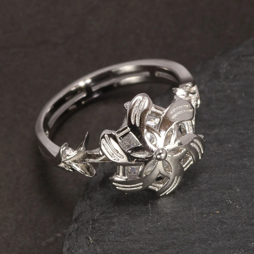Genuine 925 Sterling Silver Ladies Ring The Galadriel Nenya Zircon Engagement Wedding Band Ring 250106