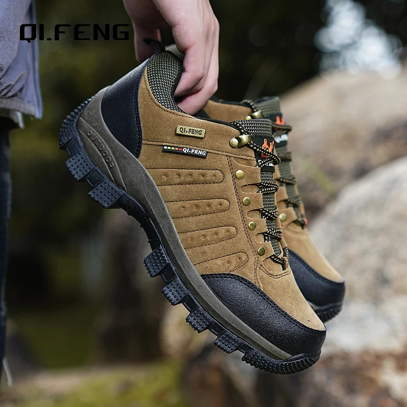 Men Casual Classic Waterproof High Quality Women Climbing Shoes Outdoor Sneakers Trekking Leather Footwear ddmythur