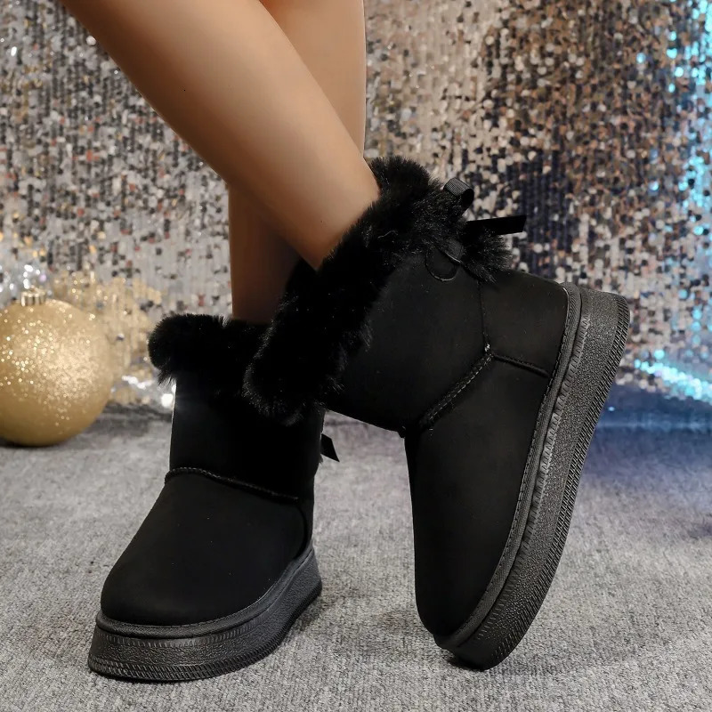 Women Boston Boots Snow Boots Winter 2024 Platform Boots Cashmere Warm Thick Soles Cotton Shoes for Women Zapatos De Mujer 250103