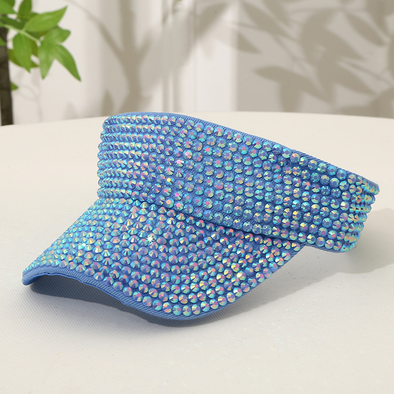 Summer sun hat fashion versatile diamond sequins hollow cap casual students sunscreen breathable short brim hat wholesale