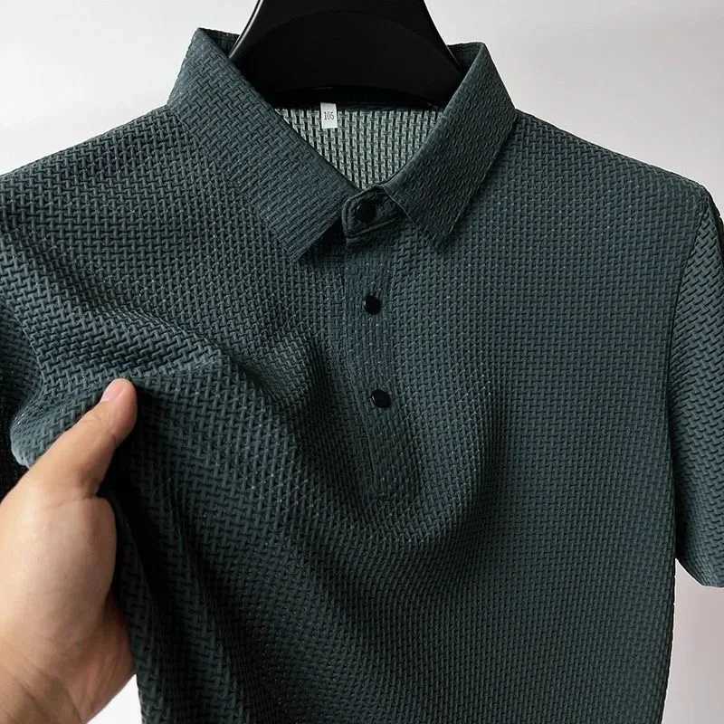 New Summer Brand Polo Shirt High Quality Mens Short Sleeve Breathable Top Business Casual Sweat-absorbing Polo-shirt for MenXJ250108