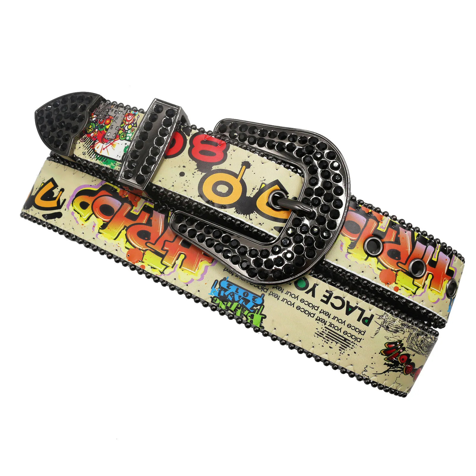 Hip hop Diamond Wide Colour Belt Fashion Rhinestone Vintage Buckle Belt Y2K BB bek Belt 250107
