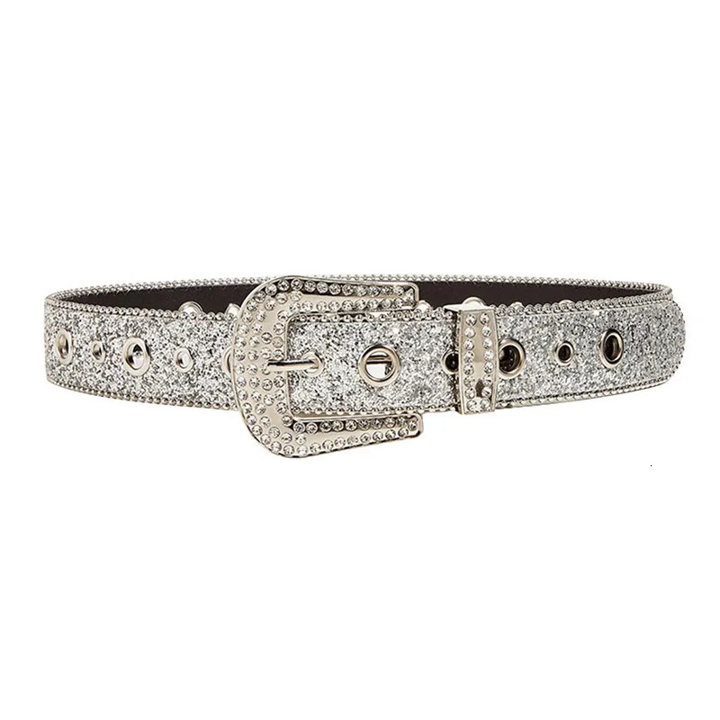 Goth Rhinestone Belts Women PU Leather Strap Rhinestone Belts Western Cow Y2K Fashion Belt For Jeans Dropship Unisex 250107