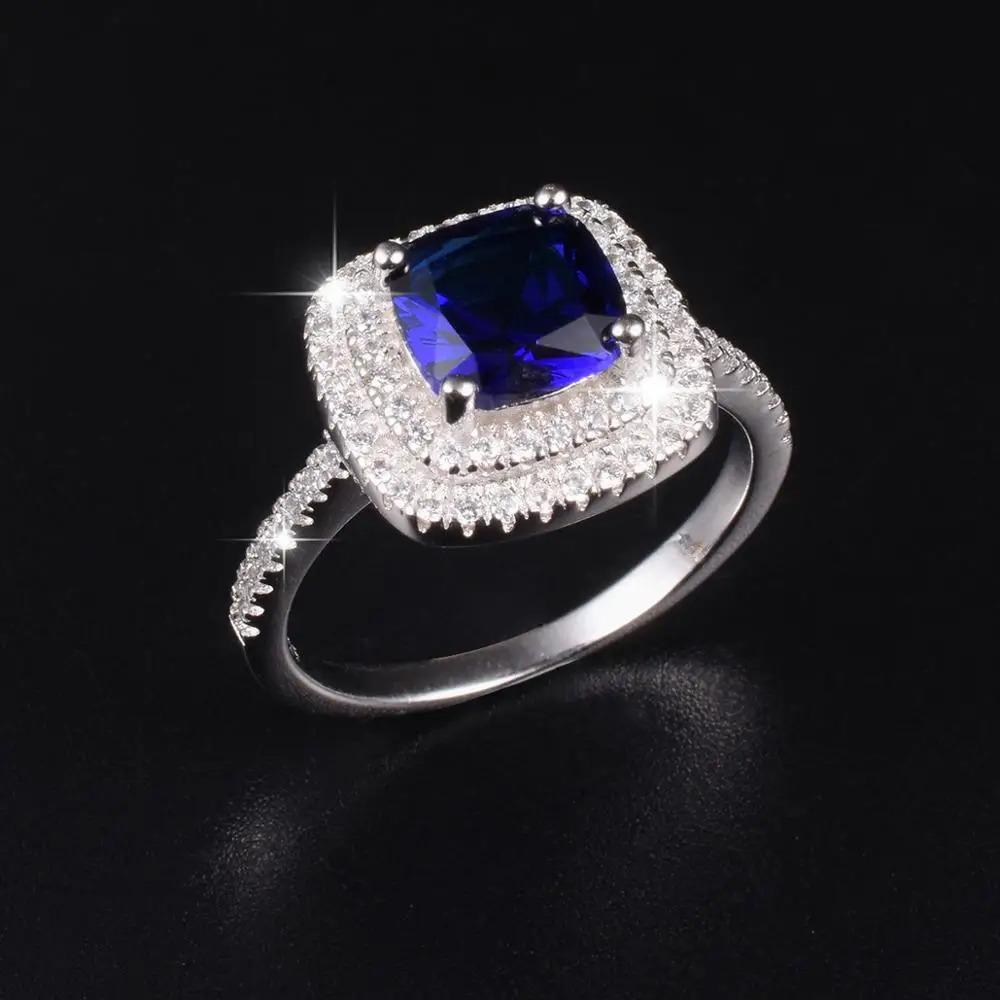 6 style Real 100% 925 Sterling Silver Rings finger Jewelry Eternal natural Blue Sapphire Wedding Engagement Ring for Women 250106
