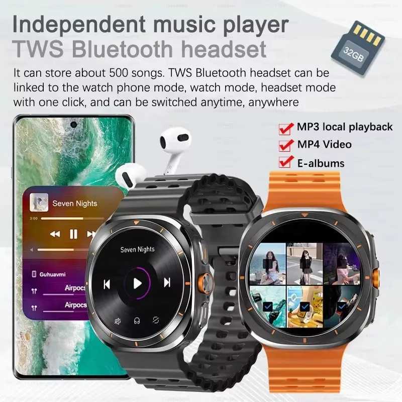 DT Watch Ultra 47mm 32Gb Memory Local Music etooth Call Compass 3D Menu etooth Smart Watch For Men Women 2024XJ250108