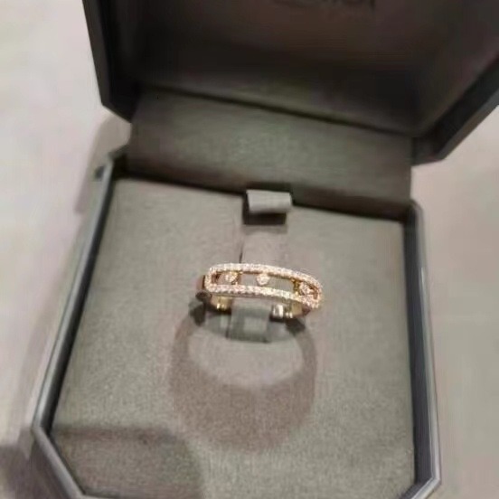 Designer Jewelry Ring Narrow Edition Sliding Full Three Diamond Design Couple Pair Men and Women Rose Gold Fashion Luxury