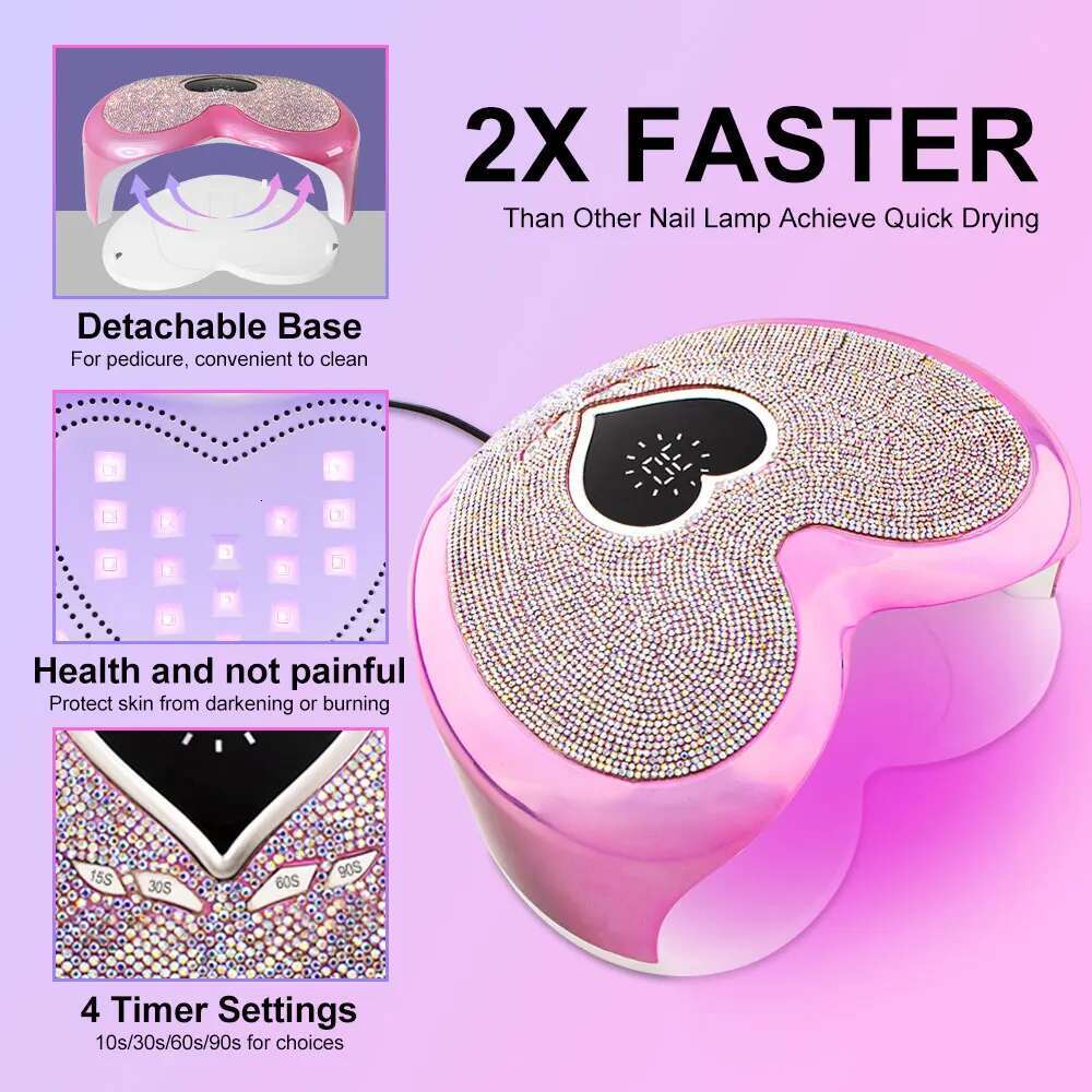 With Rhie Heart Shape Professional Nail Gel Dryer Pedicure hine LED Light For Nails Portable UV Lamp Gadgets