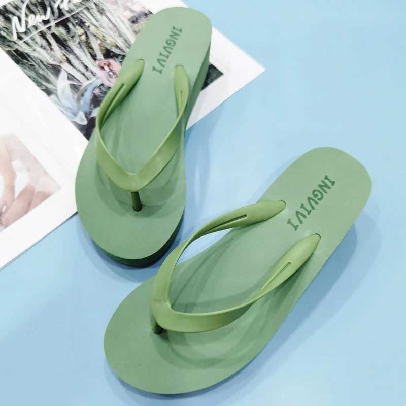 New Arrival Womens shoes slider casual Med candy color rubber flip wedge beach platform luxury Hawaii T250108