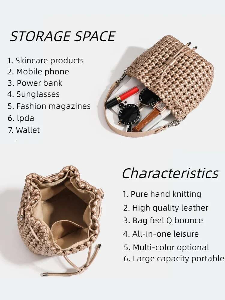 luxury bag Bucket With Leather Handles Large Cross PU Woven Tote Bag Branded Aesthetic Sier Women's Bags