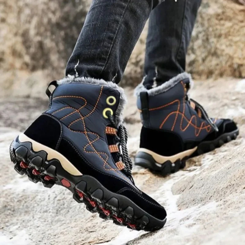 Platform Snow Boots for Men Casual Winter Shoes Man Lace Up Warm Cold Proof in Waterproof Footwear Anti Slip Fashion 250106