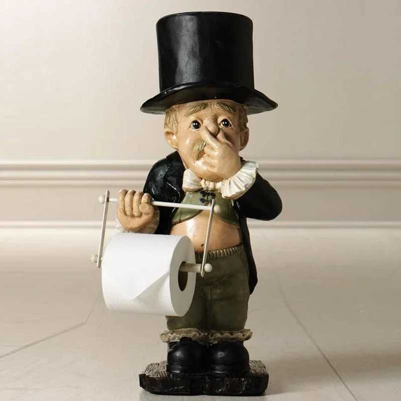 Toilet butler with roll paper holder resin handle bathroom paper holder super cute toilet decoration Y250107