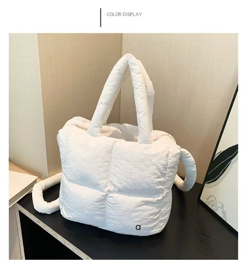 A183 Quilted Puff Tote Bag Women Space Down Feather Padded Space Cotton Soft winter warm bucket Crossbody Shoulder Bags Lightweight Yoga