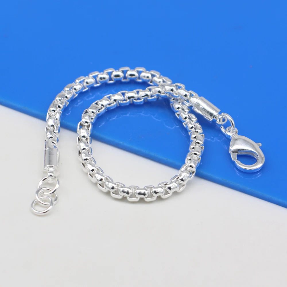 925 Sterling Silver Box Chain Bracelet for Woman Man Hip Hop Punk Silver Color Chain Link Fashion Jewelry Couple Accessories 250107