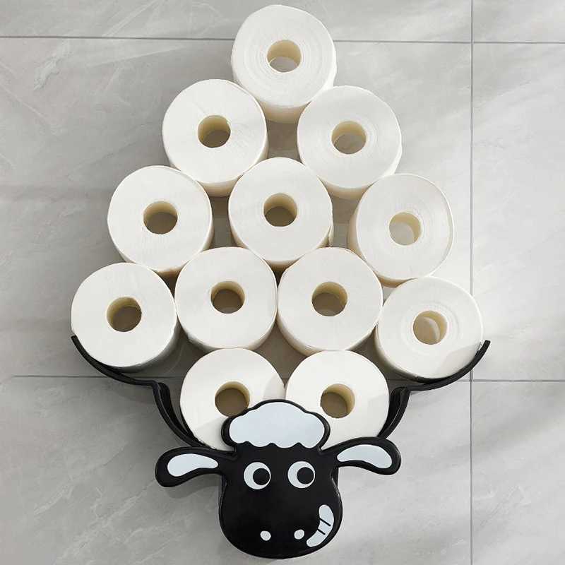 Wall mounted paper storage and organizer sheep interesting toilet paper storage bathroom decoration tissue holder Y250107