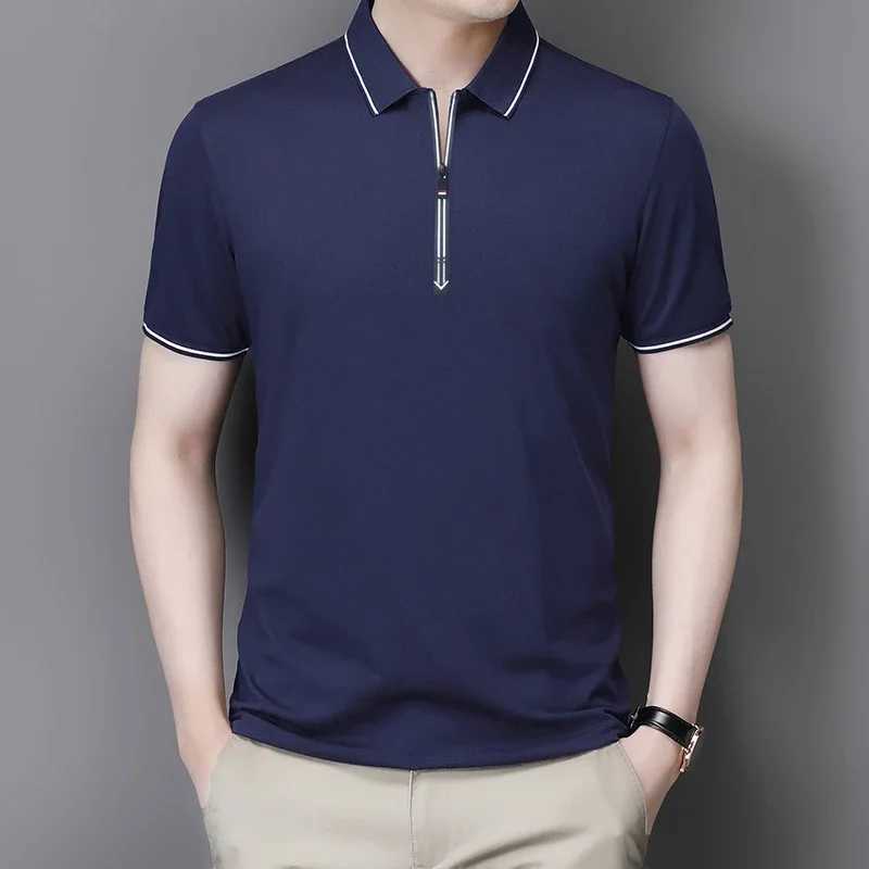 New Mens Casual and Fashionable Solid Color Short Sleeved Polo ShirtXJ250108