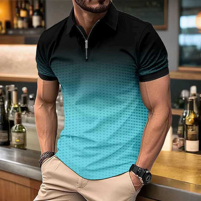 Mens summer fashion color starry zipper Polo shirt Breathable casual T-shirt topXJ250108