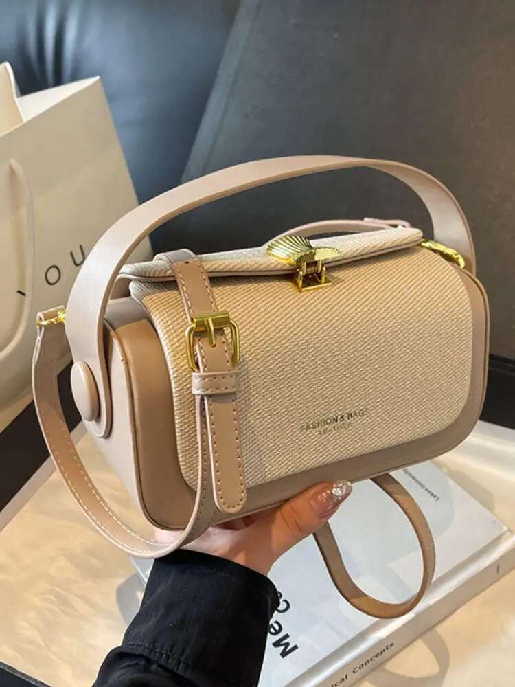 Korean Trendy Women Small Square 2024 Simple Flap Design PU Leather Crossbody Bag Lady Casual Handbags