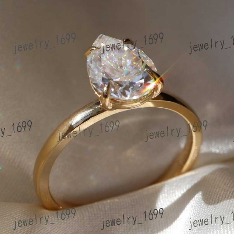 2025 Designer ring Custom GRA VVs Moissanite Pear Cut Shape Engagement Ring Gold Plated 925 Sterling Silver For Women Men Jewelry