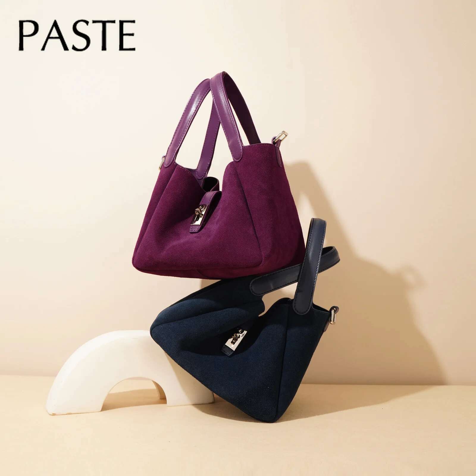 2025 Winter Small Shopper Tote High-End Suede Cow Leather Women Handbag Simple Commuter Versatile Single Shoulder Crossbody Bag
