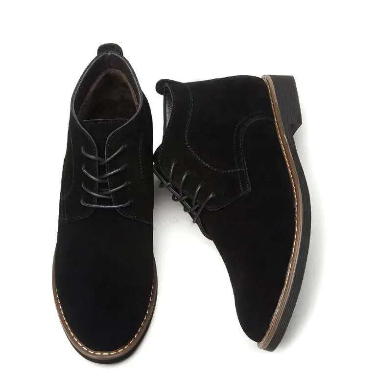 Ddmyoutdoor China Domestic High Top Casual Shoes Genuine Leather Men All Season Work Shoes Male Lace Up For Man Ankle Boots With Fur Black Size