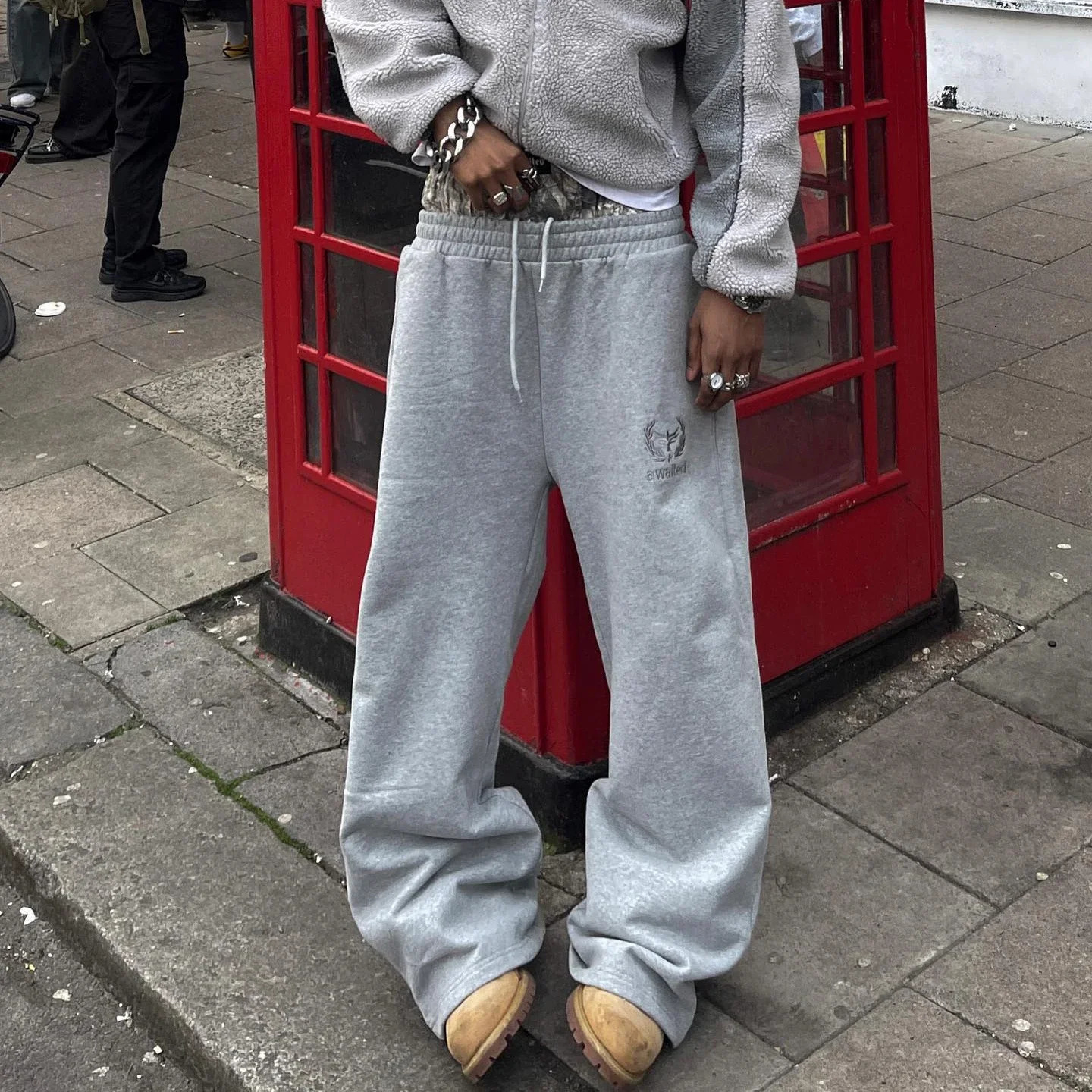 Streetwear Y2K High Waist Pants Men Women Double Waisted Sweatpants Embroidered Camouflage Pattern Casual Unisex Baggy Pants 250107