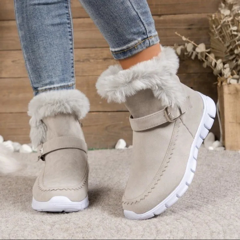 Women Boots Winter Warm Chelsea Snow Boots Women 2024 Casual Short Plush Ankle Boots Gladiator Sport Flat Shoes for Women 250103