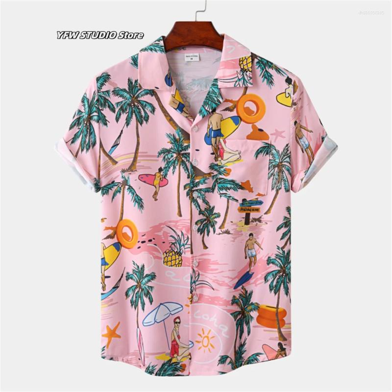 Men's Casual Shirts Contrasting Color Shirt Christmas Santa Print Summer Mens Clothing Fashion Beach Hawaiian Sport Sleeve