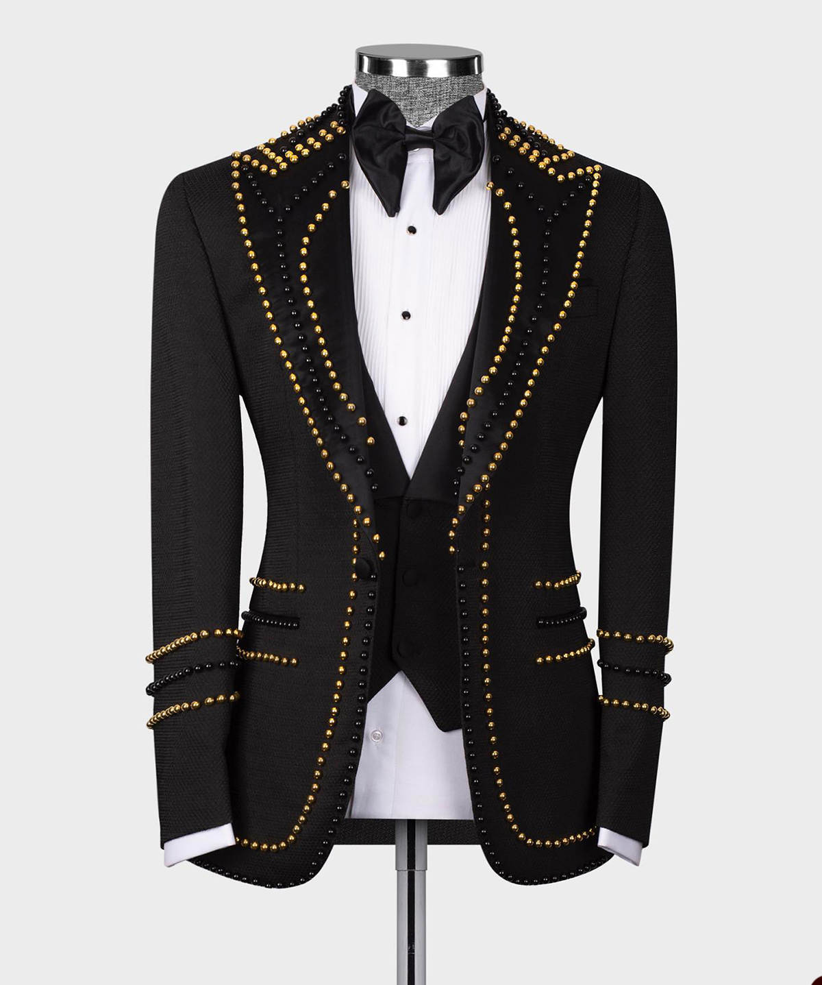 Exquisite Men Suits 1 Piece Set Jacket Beaded Pearls Wedding Tuxedos Peaked Lapel One Button Party Event Groom suit Customized High Quality