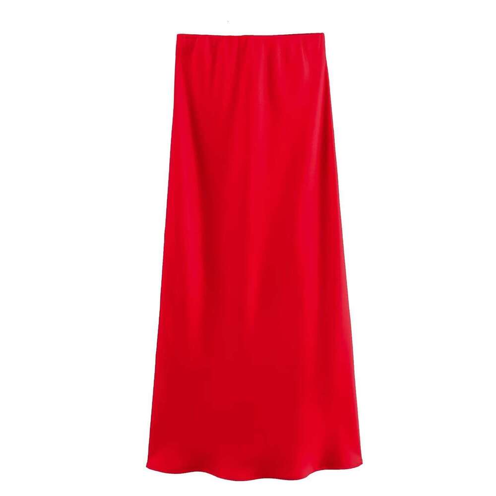 European And American Wholesale Spring Black Rice Colored Texture Silk Slippery Long Half Length Skirt 22 Colors
