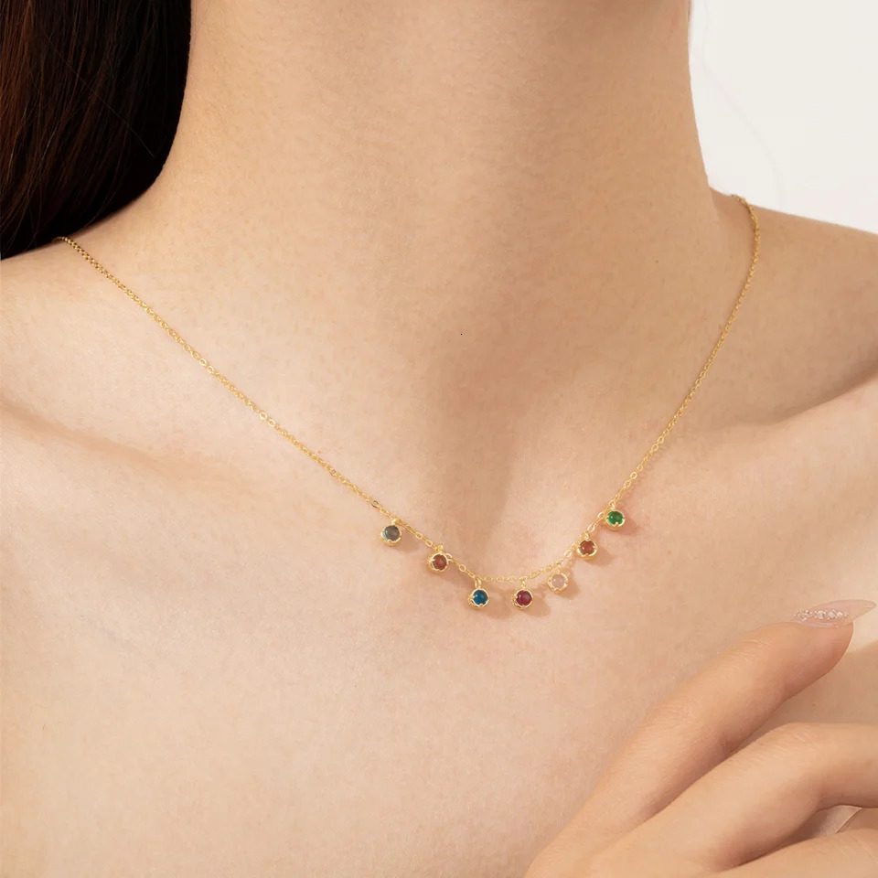 ANDYWEN 925 Sterling Silver Gold Rainbow Chain Colorful Gems Charm Beads Choker Necklace 2024 Women Fine Jewelry250103