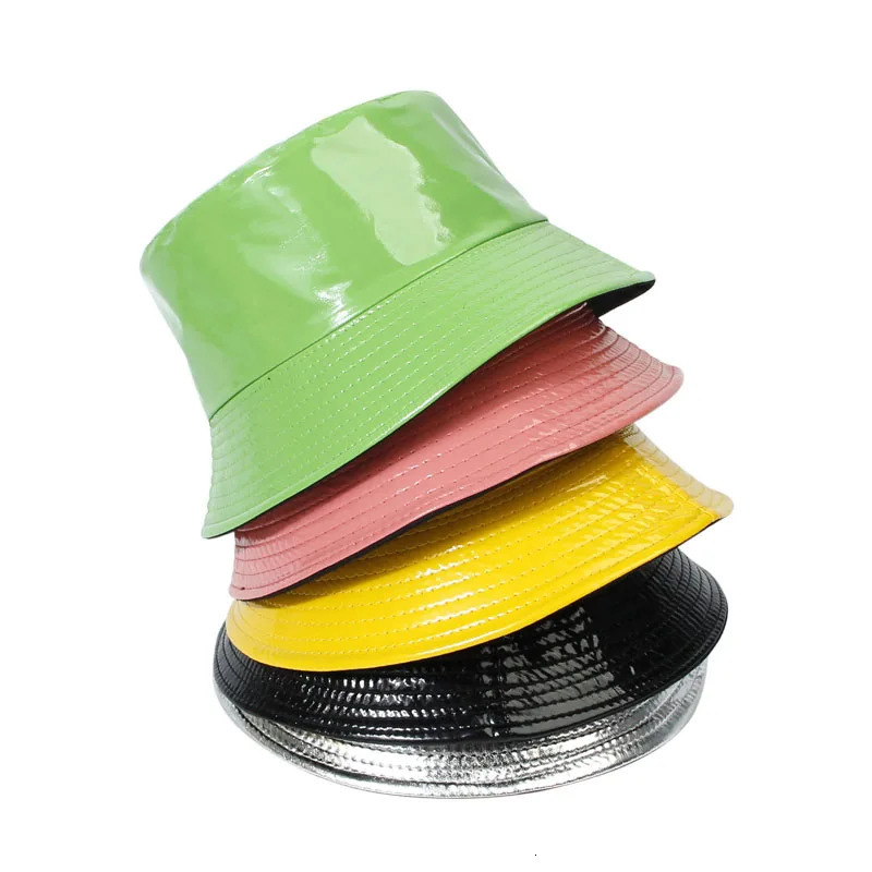 Fashion Bucket Hat Women Leather Solid Panama Caps Men Hiking Hat Fishing Cap Foldable Hip-Hop Street Waterproof Hat 250107