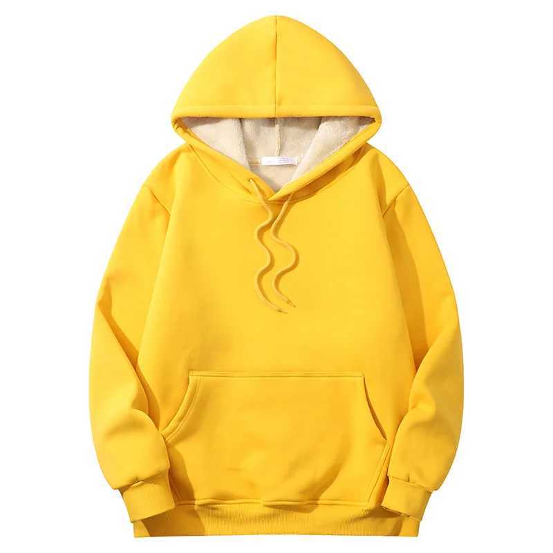 Winter Mens Long Sleeve Cashmere Hoodie Solid Color Loose Hoodie Warm Sweater Fashion Edition Wool Sports Hoodie W250108