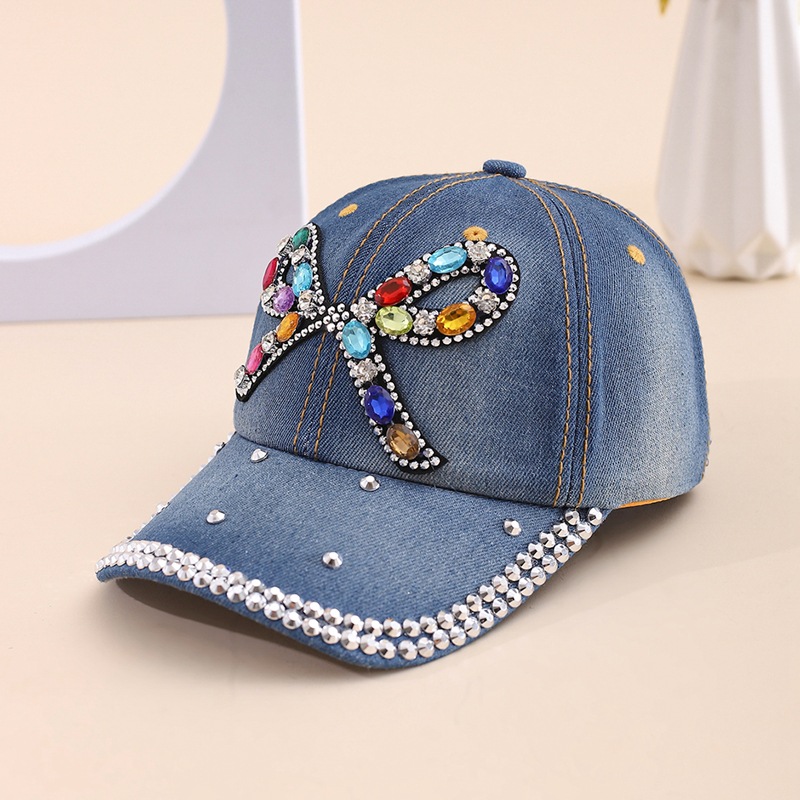 Casual sun hat tide bow can be adjusted to show the face of a small hundred with diamond duck tongue cap female with diamond cowboy baseball cap