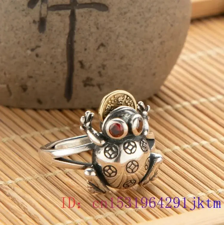Red Jade Golden Frog Rings Gemstone Accessories Amulets 925 Silver Carved Adjustable Ring Natural Charm Jewelry Charms Women 250106