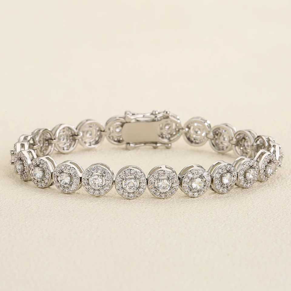 Fashion Round Cubic Zirconia Bracelet Women Men Gold Silver Couple Copper Bracelet Holiday Gift Party Everyday JewelryXJ250109