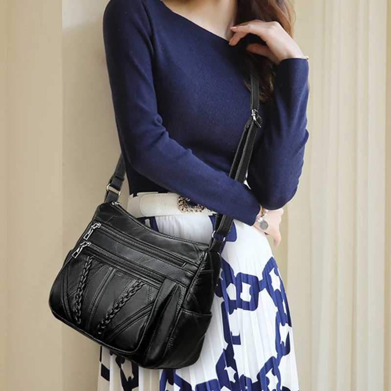 Women Shoulder Bag Fi Large Capacity Messenger Bags For Female Solid Color Crossbody Solid Black Color Travel HandbagsXJ250108