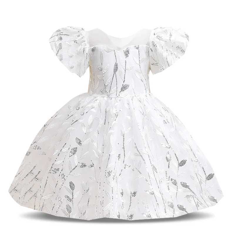 Princess Par Summer Dress For Girls Puff Sleeve Back Bow Tutu Birthday Wedding Bridesmaid Gown Flower Children Clothing PromXJ250108