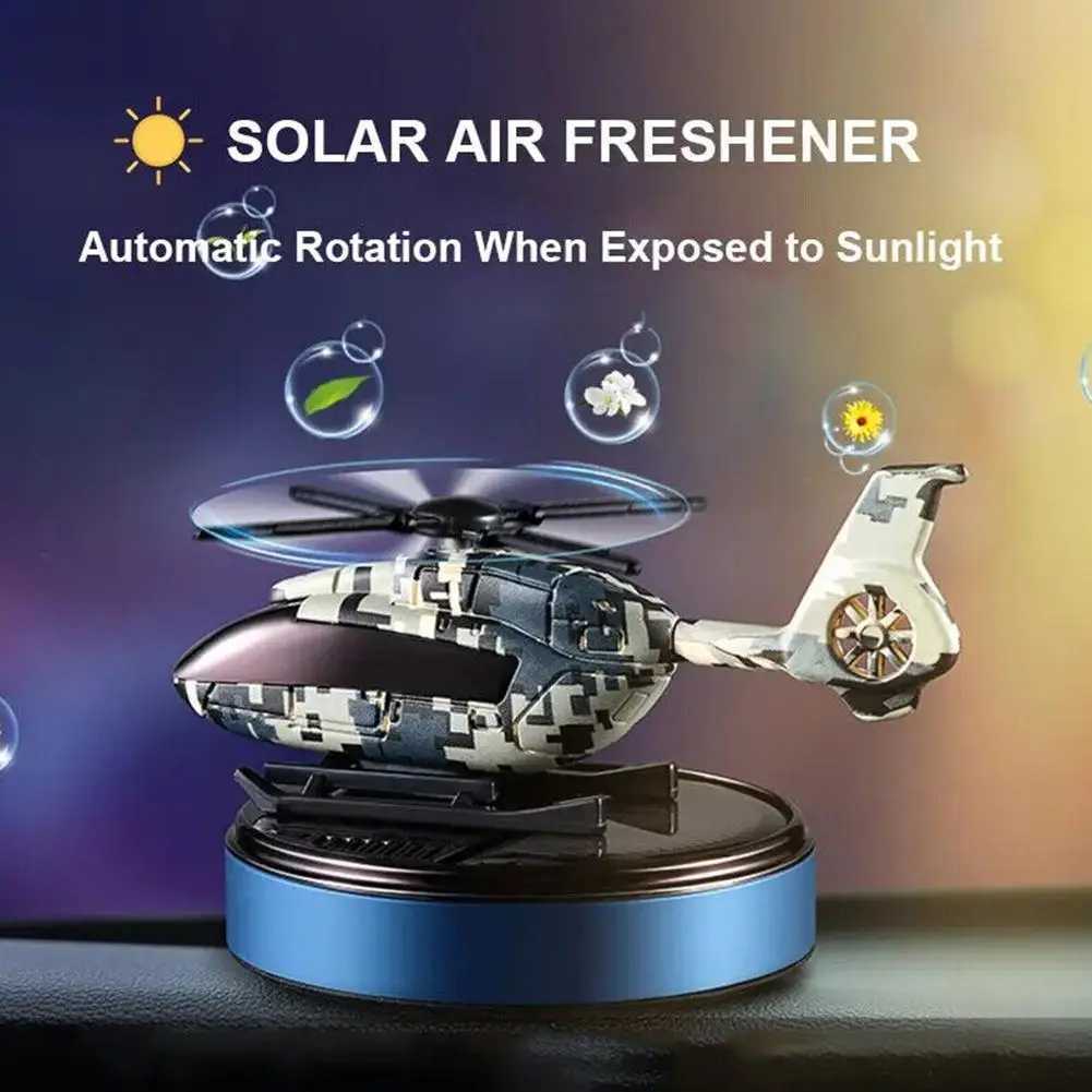 Car Air Freshener Auto solar helicopter auto rotating air freshener auto dashboard camouflage helicopter perfume decoration to remove odor H250108
