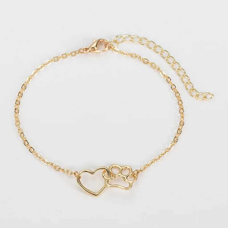 Cute Hollow Heart Dog P Charm Bracelet Cat Footprint Adjustable Bracelets For Girls Women JewelryXJ250109