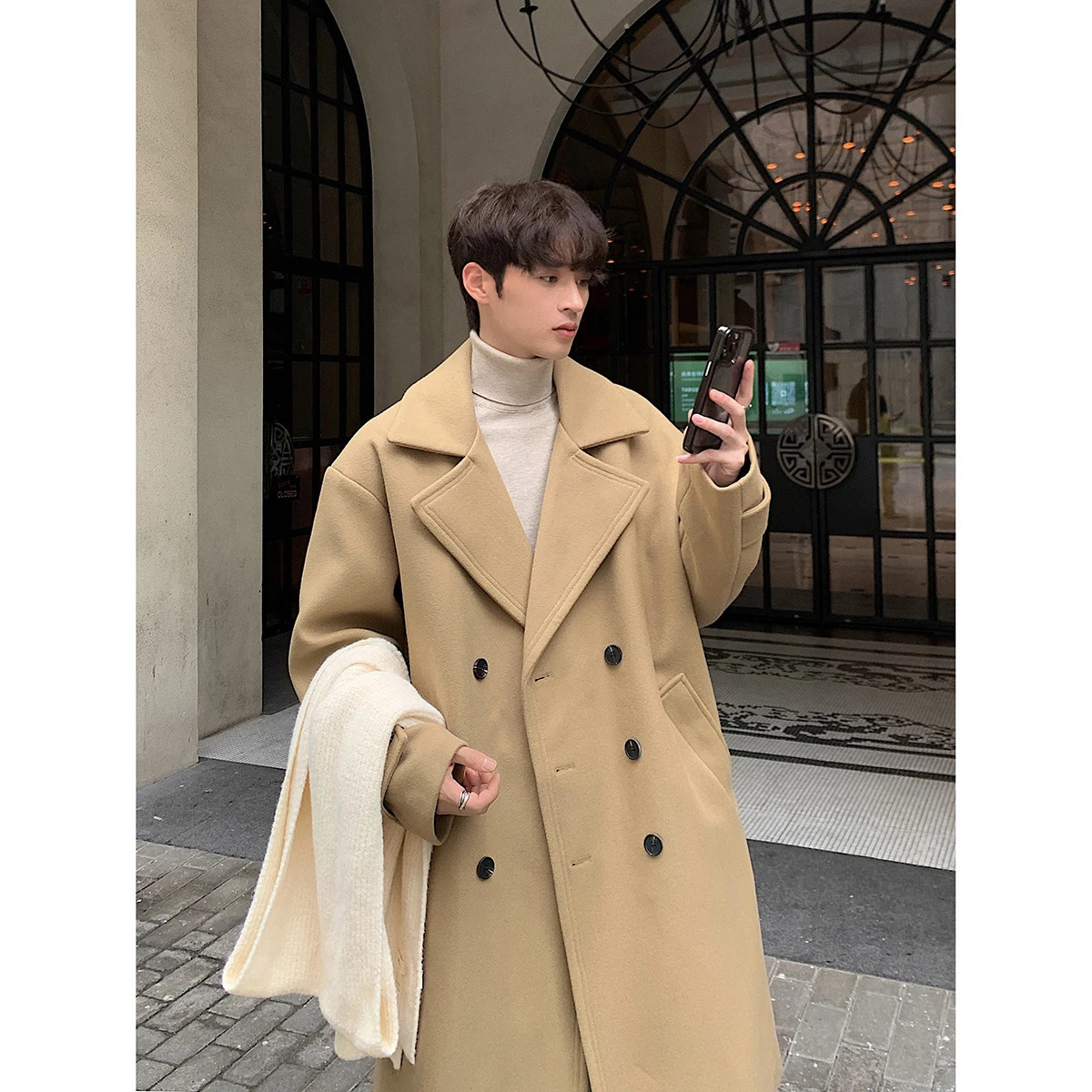 Winter High Quality Woolen Trench Coats Men Korean Style Male Casual Trenchcoat Mens Streetwear GrayKhakiBlack 250106