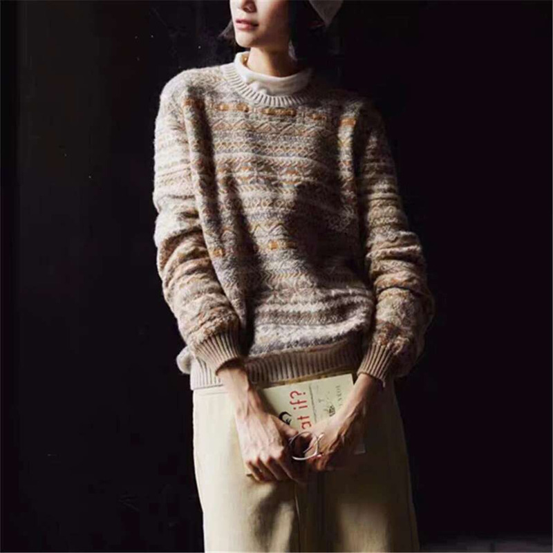 Women's Faire Isle Sweater High Quality Wool Warm Knitwear 2024 New Hot Sale Design Kalgoorlie Crew Neck Pullover