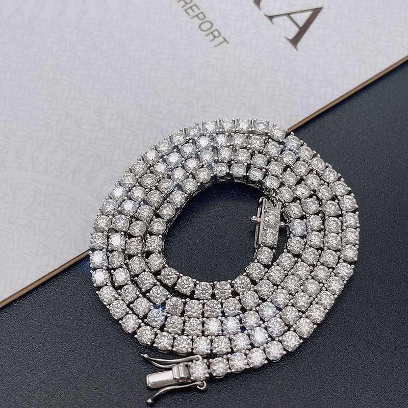Fresh Item High Quality Hip Hop Bling 925 Sterling Silver 3MM 4MM Flawless D Color Lab Diamond Moissanite Tennis Chain