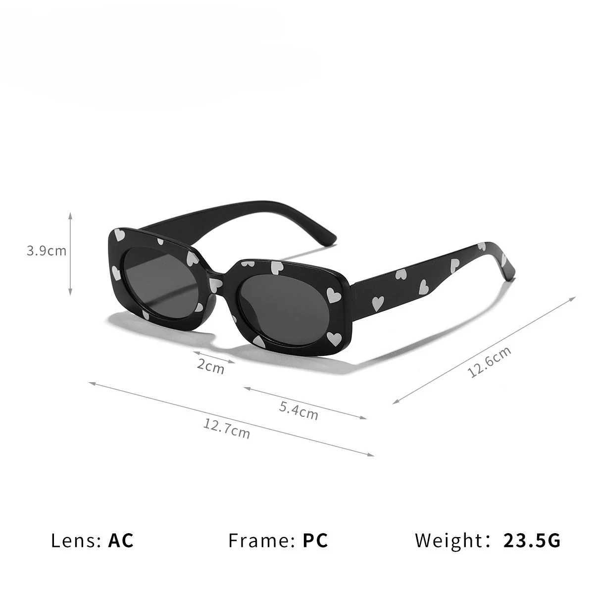 Fashionable and cute heart-shaped sunglasses with cute printing suitable for childrens sunglasses childrens Rec glasses and sun shading girls UV400 W2