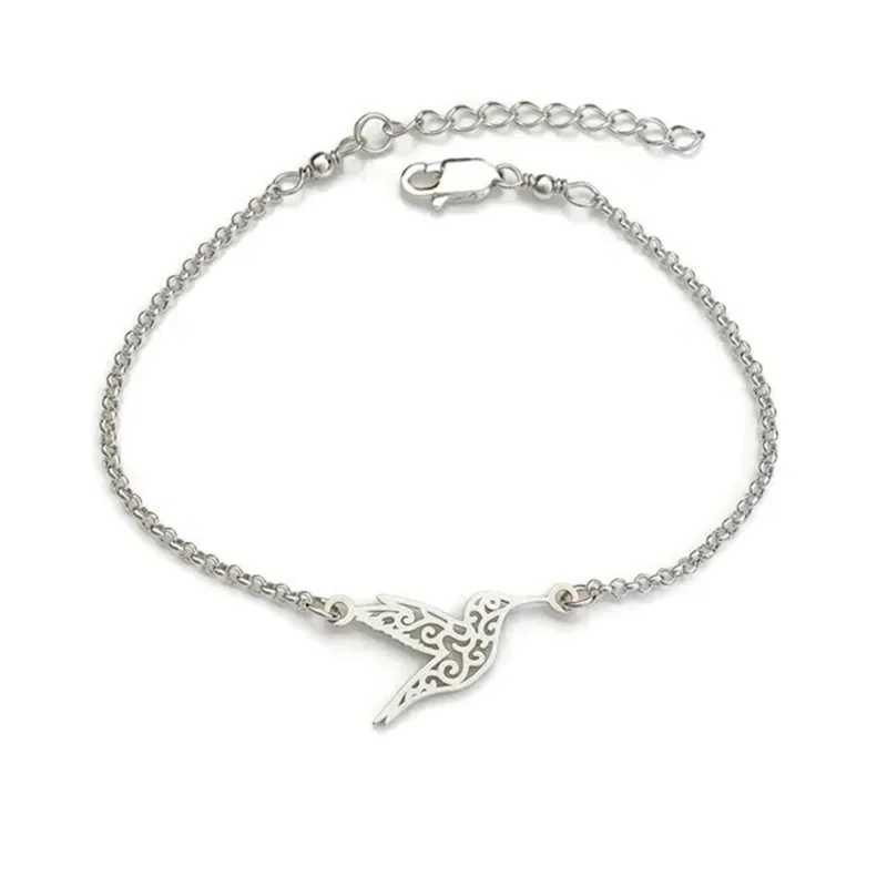 Delicate Hollow Hummingbird She Charm Alloy Bracelet Simple Hand Jewelry For WomenXJ250109
