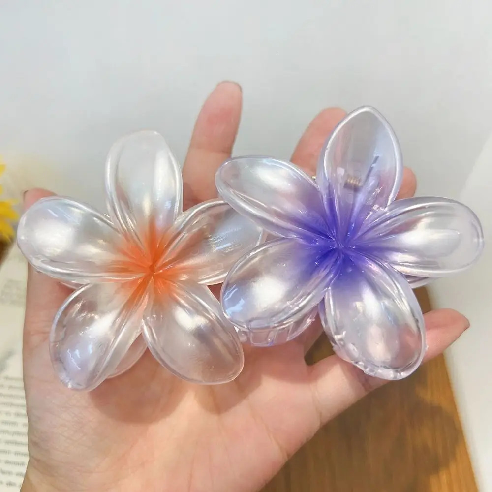 Hair Accessories Shark Clip Claw Plumeria Flower Shape Bohemian Styling Plastic Hairpins Summer 241228