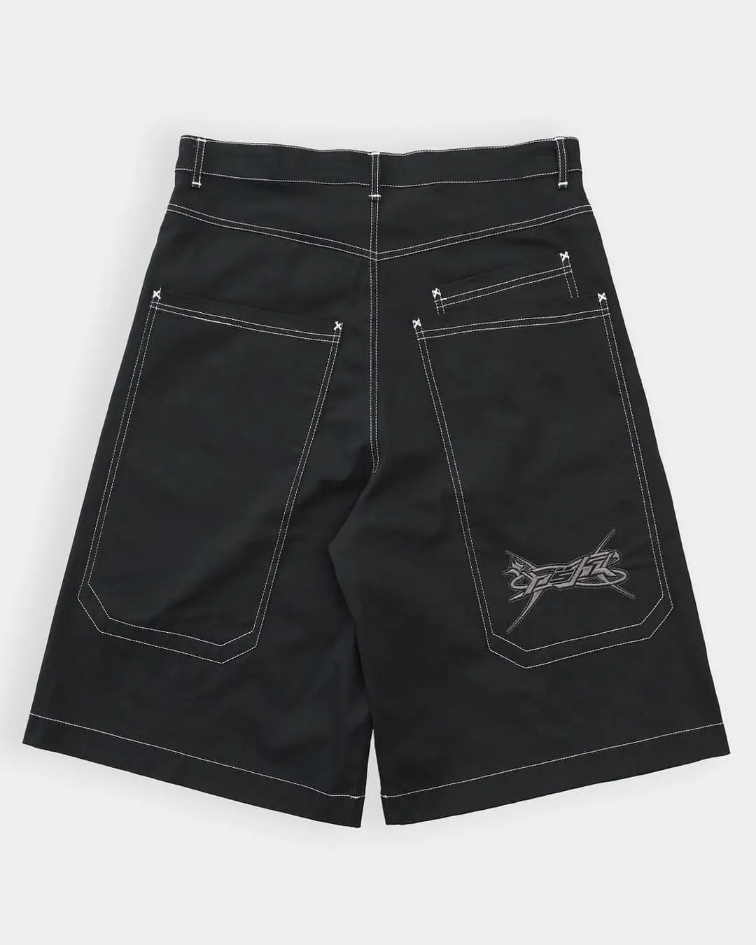 Harajuku Embroidery Pattern Hip Hop Retro Black Gym Basketball Shorts Sweatpants Y2k Men Fashion Denim Streetwear 250106