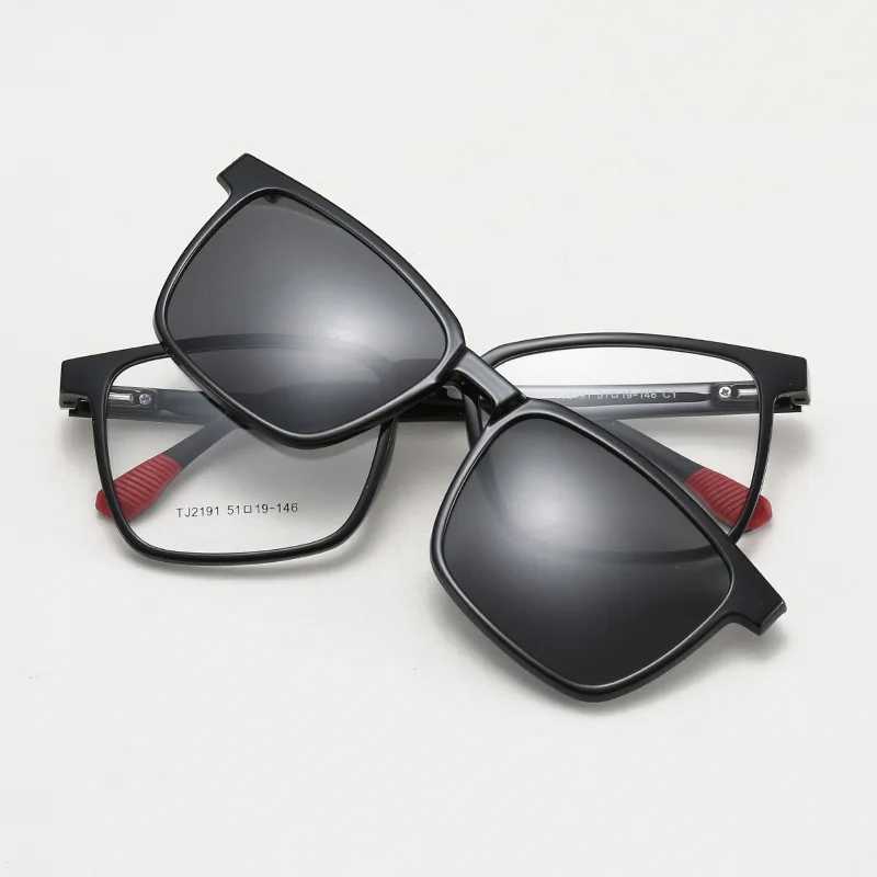 Square magnetic flip cover Myopia eyeglass frame polarized sunglasses clip mens and womens cover sunglasses frame trend W250109