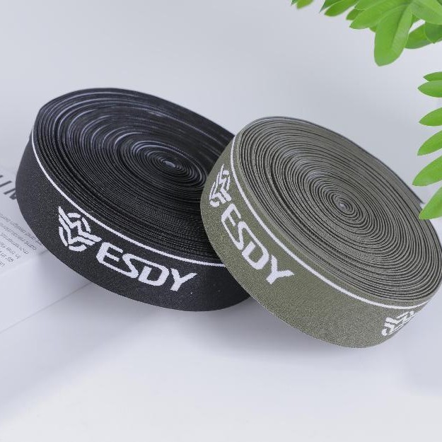 Wide and thick elastic band flat rubber band elastic material waistband elastic band high elasticity durable black and white letter jacquard ban One i