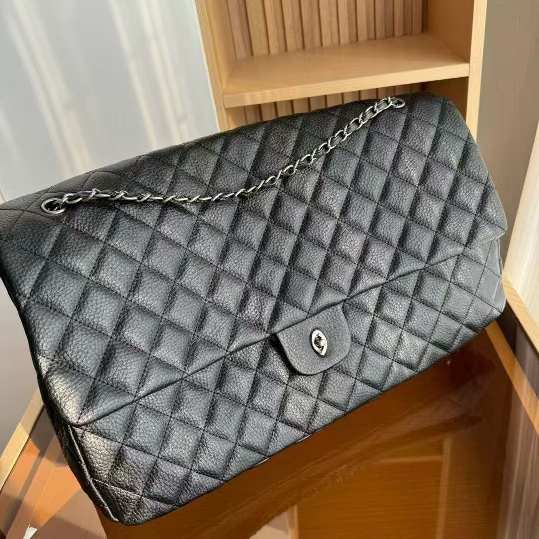 46Cm 40Cm Airpot Shopping Caviar Leather Large Shoulder Designer Tote Womens Handbags Black Crossbody Bag Soft Travel Bags B2
