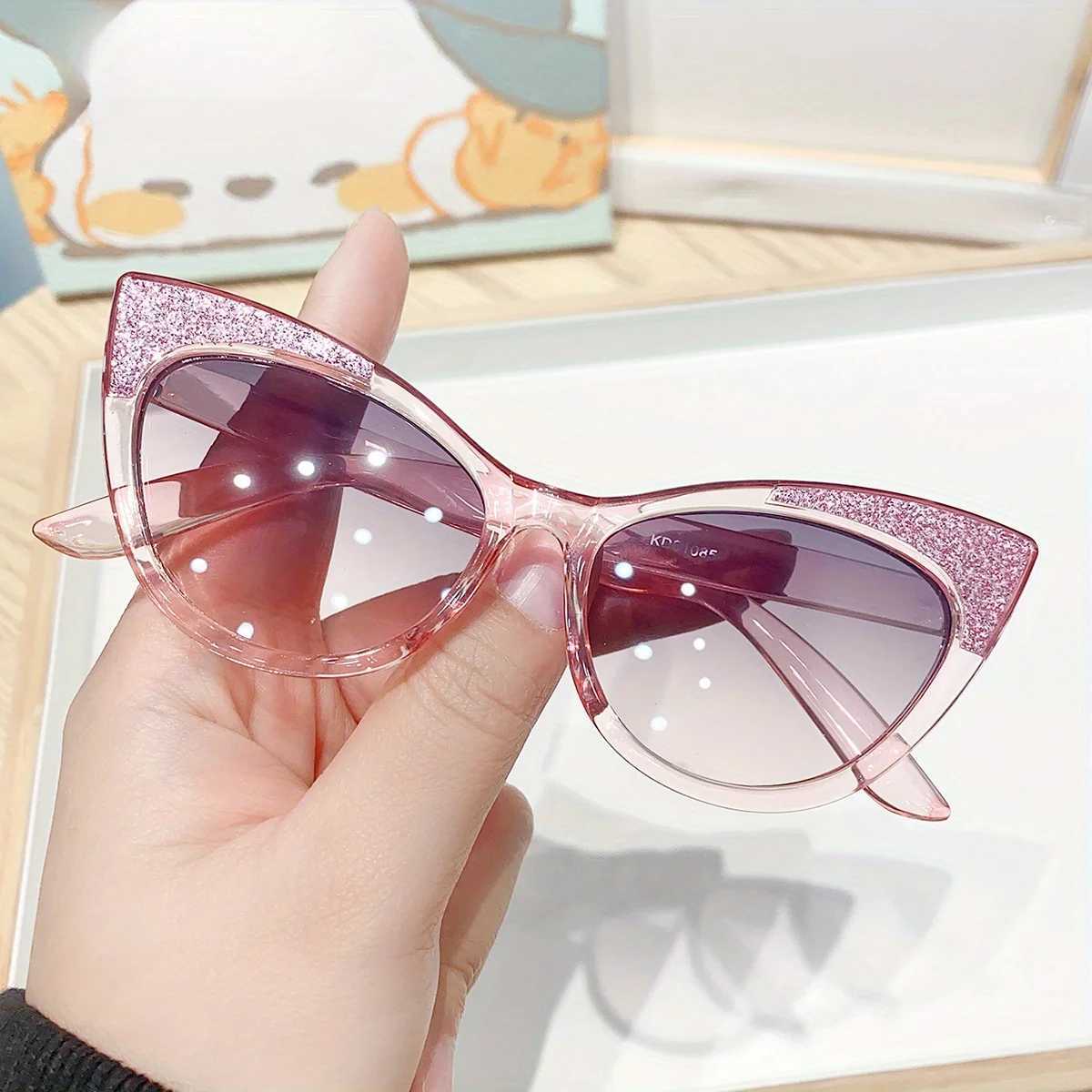 Cute cat eye childrens sunglasses shiny bow sunglasses cute baby glasses trend girl boy glasses W250109